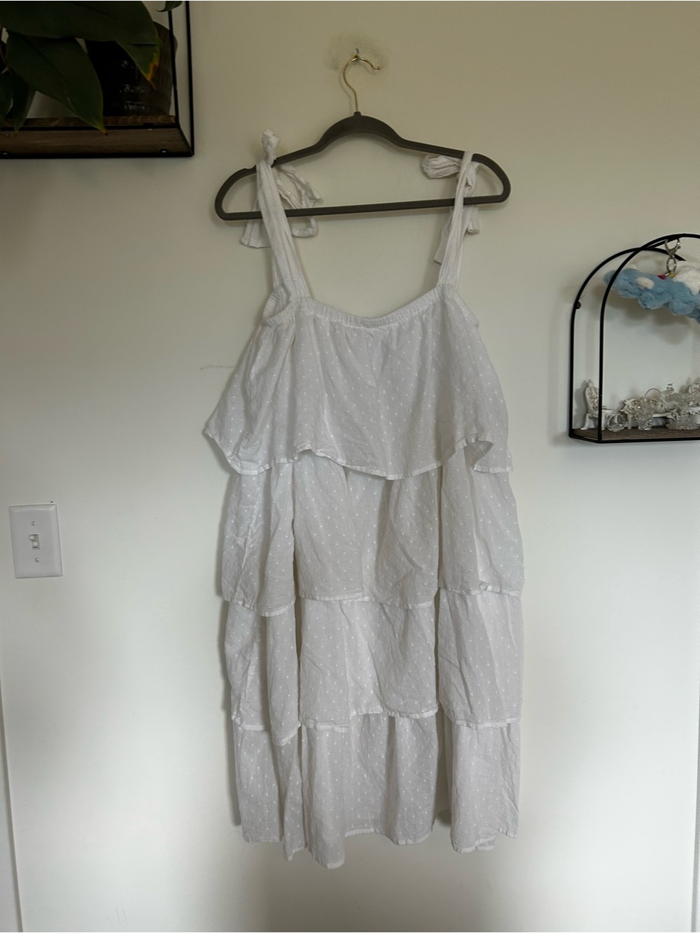 Victoria Dunn 100% Cotton White Tiered Midi Mid Length Dress Size Medium